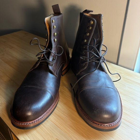 Beckett Simonon Dowler Boots Size 12 Brown Leather Lace Up Combat Cap Toe - Picture 3 of 7